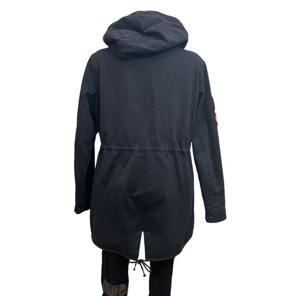 SUPERDRY Pacific Patch Parka Hooded Jacket‎ Black, full zip size US 8/ Medium - Picture 5 of 13